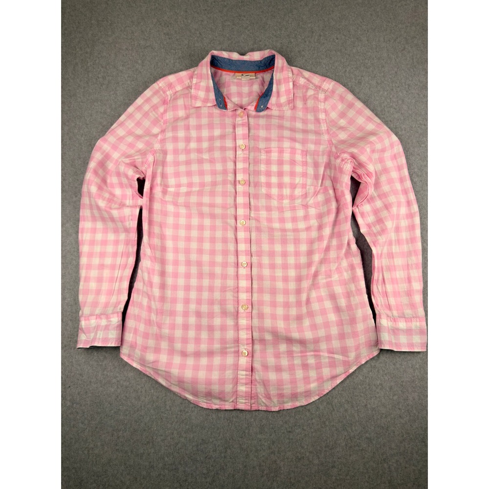 Gorpcore Pink Gingham Button Down Shirt Womens Small Cotton Long Sleeve